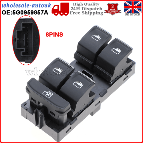ELECTRIC WINDOW SWITCH FOR SEAT LEON 2013-2018 ATECA ALTEA 5G0959857 NEW - Picture 1 of 6