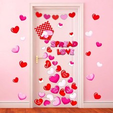 Valentine' s Day Classroom Door Decoration Bulletin Board Set Red Pink Heart S..
