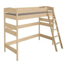 FLEXIMO Hochbett mit schräger Griffleiter, Birke massiv, Höhe 183