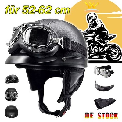 Motorradhelm Roller Helm Motorrad Halbschalenhelm Helm Helmet Cruiser Chopper DE