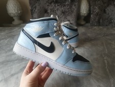 NIKE AIR JORDAN 1 MID GS ICE BLUE TRAINERS SIZE UK5 EU38 GENUINE