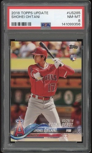 PSA 8 Shohei Ohtani 2018 Topps Update Series #US285 Batting Rookie Debut RC
