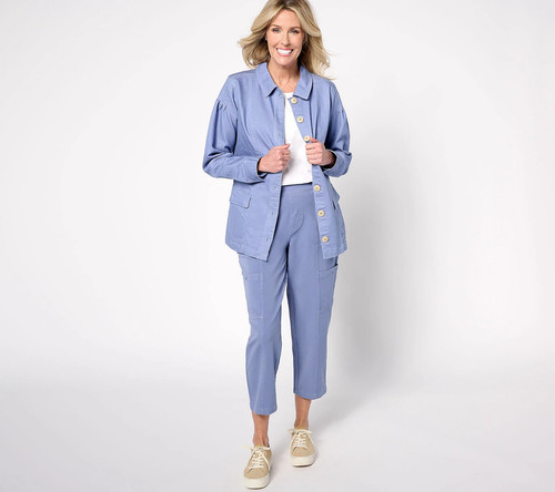Chaqueta utilitaria AnyBody regular elástica de sarga con bolsillos para mujer nueva A636360 - Imagen 3 de 6