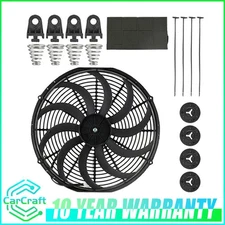 16" Heavy-Duty Radiator Cooling Fan ​Electric Car Thermostat Kit Reversible 12V