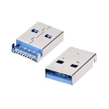 uxcell 10PCS USB 3.0 Type A Male Socket Connector Jack Port, 9-Pin 180 Blue