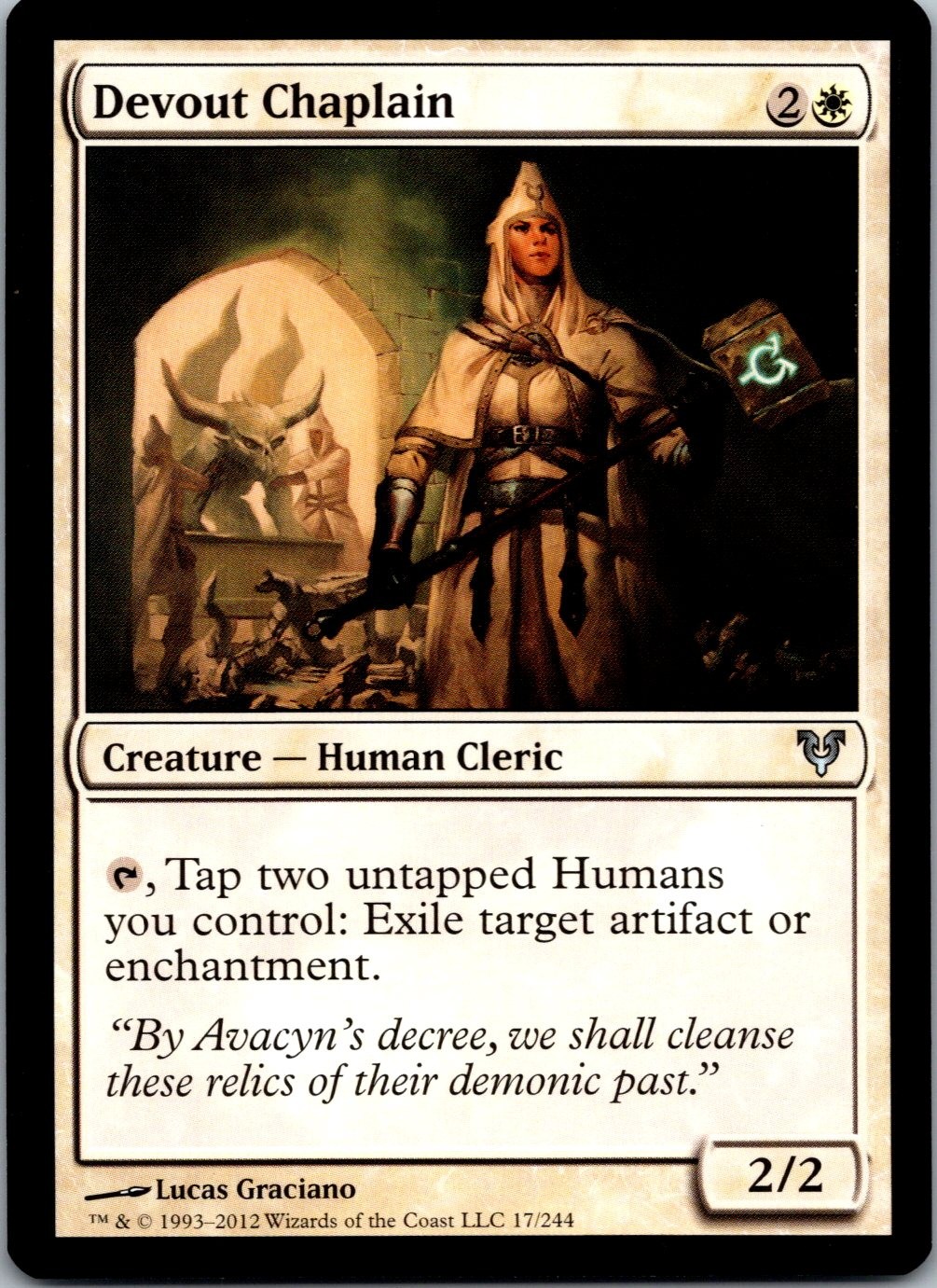 Devout Chaplain 17 Uncommon Avacyn Restored Magic: The Gathering Lightly Played
