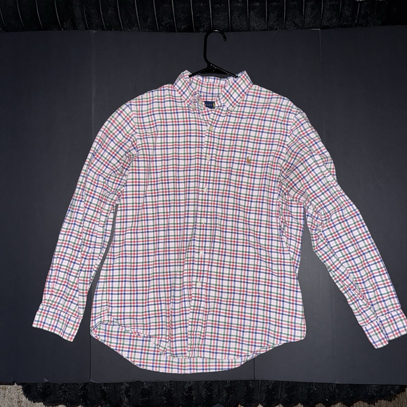 Men’s Large Ralph Lauren Cotton Multicolor Plaid Long Sleeve Button-Down Shirt