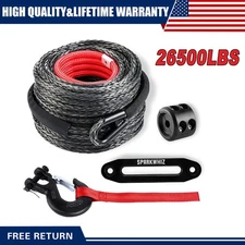 SPARKWHIZ Synthetic Winch Rope Cable Kit 26500LBS 3/8"x100FT Winch Line Cable US