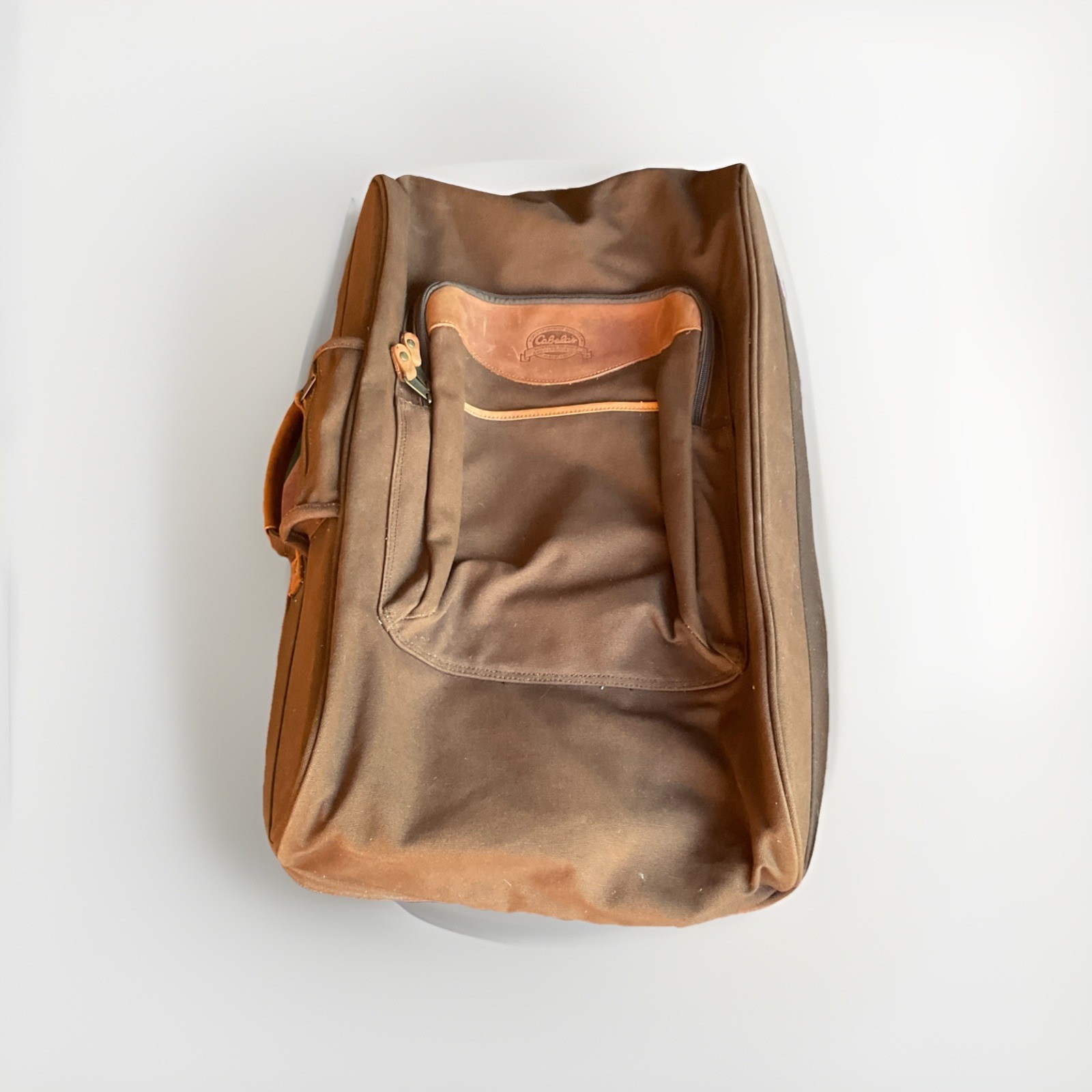 Vintage Cabela’s Leather Canvas Duffle Bag Outdoor Travel Work  Rare Preowned