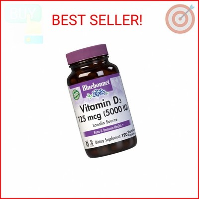 Bluebonnet Vitamin D3 5000 IU 125 mcg - Strong Bones & Immune Support Supplement