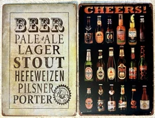 TIN SIGNS Set Of Two 8x12 Each Beer Bar Corona Becks Satan Fosters Man Cave Sw8
