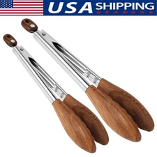 Walnut Wood Kitchen Tongs Food Serving Grill Multi Purpose Cooking Tongs /