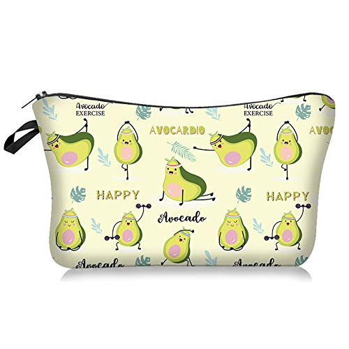 FITINI Small Travel Makeup Bag Portable Cosmetic Organizer Pouch Avocado Design