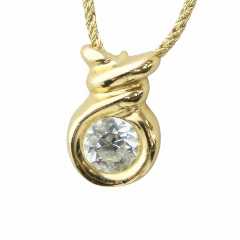 Dior Collana Accessorio Ciondolo Strass Logo Colore Oro Donna Ottimo