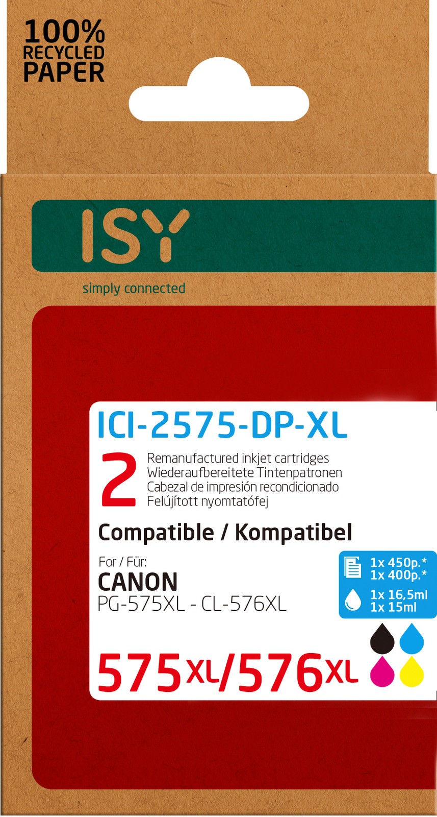 ISY ICI-2575-DP-XL Doppelpack для Canon PG-575XLCL-576XL Тонировочный патрон Mehrfarb 10490₽