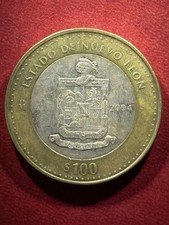 2004 Mexico $100 Peso Estado de Nuevo León Bimetallic AU Light Circulation