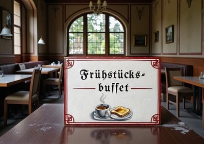 Frühstück Buffet Küche 1920er Jahre Art Deco Schild Alu Druck