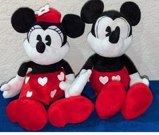 DISNEY Mickey  Minnie Mouse VALENTINES Plush 16.5"Long Very Hard To Find 
