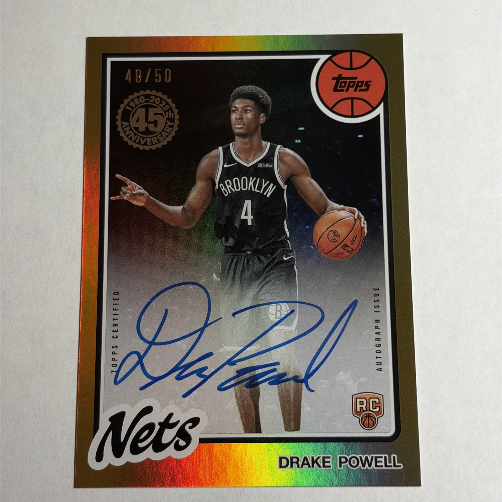 2025-26 Topps 1980-81 Insert Drake Powell Gold On-card Auto RC 40/50