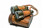 Antique Marine brass Binocular spy Glasses Binoculars With Leather Case gift