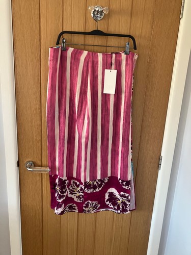 BNWT ZARA Pink Printed Satin Midi Skirt Size XL - Picture 6 of 8