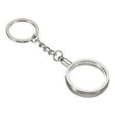 Coin Holder Keychain 30mm Medallion Holder with Protective Cover Silver