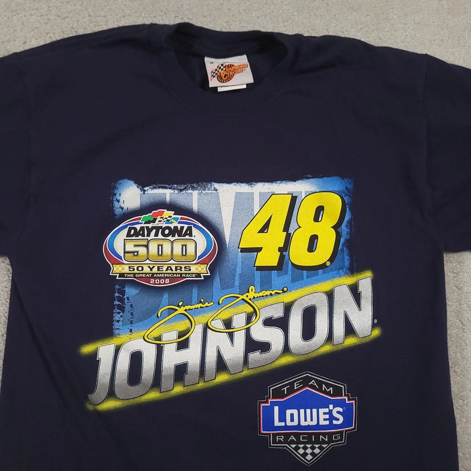 Camisa Jimmie Johnson Para Hombre Mediana Azul Marino NASCAR Racing Daytona 500 2008 Lowe's 48 Foto 3 de 4