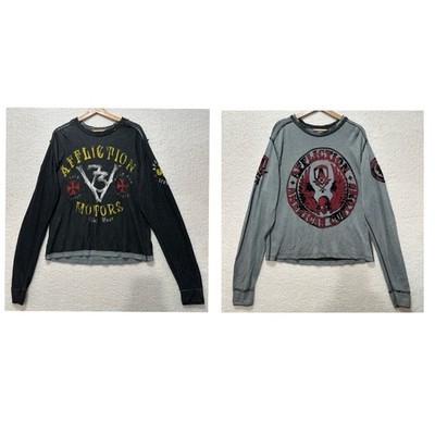 Affliction Reversible Y2K Multicolor 2000 s Pullover Sweater Streetwear Size XL
