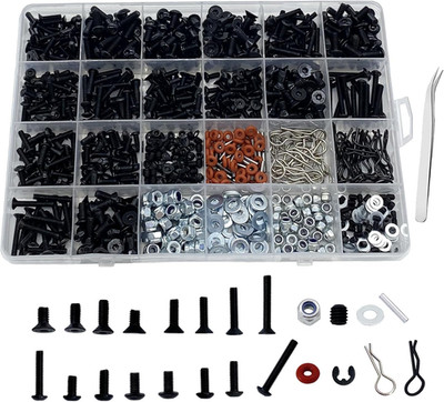 1000Pcs RC Screw Kit RC Car Tool Kit Hardware Fasteners for Traxxas Arrma