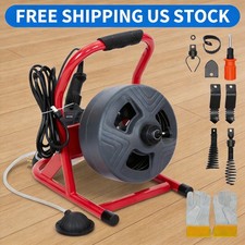 50Ft x Inch Drain Cleaner Machine, Electric Drain Auger Cleaner Sewer Snake 5/16