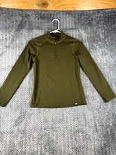 REI Co-Op Base Layer Top Kids M 10-12 Olive Green Textured Performance 1/4 Zip