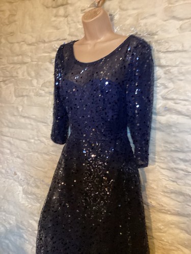 BNWOT Navy Sequinned Bridesmaid Party Prom Evening Dress BallGown Plus size 20 - Picture 4 of 8