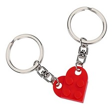 Brick Heart Keychain for Couple Boyfriend Girlfriend Best Friend, Cute Red