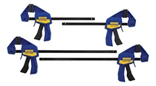 IRWIN QUICK-GRIP Bar Clamp, One-Handed, Mini, 6-Inch 2, 12-Inch 2, 4-Pack Blue,