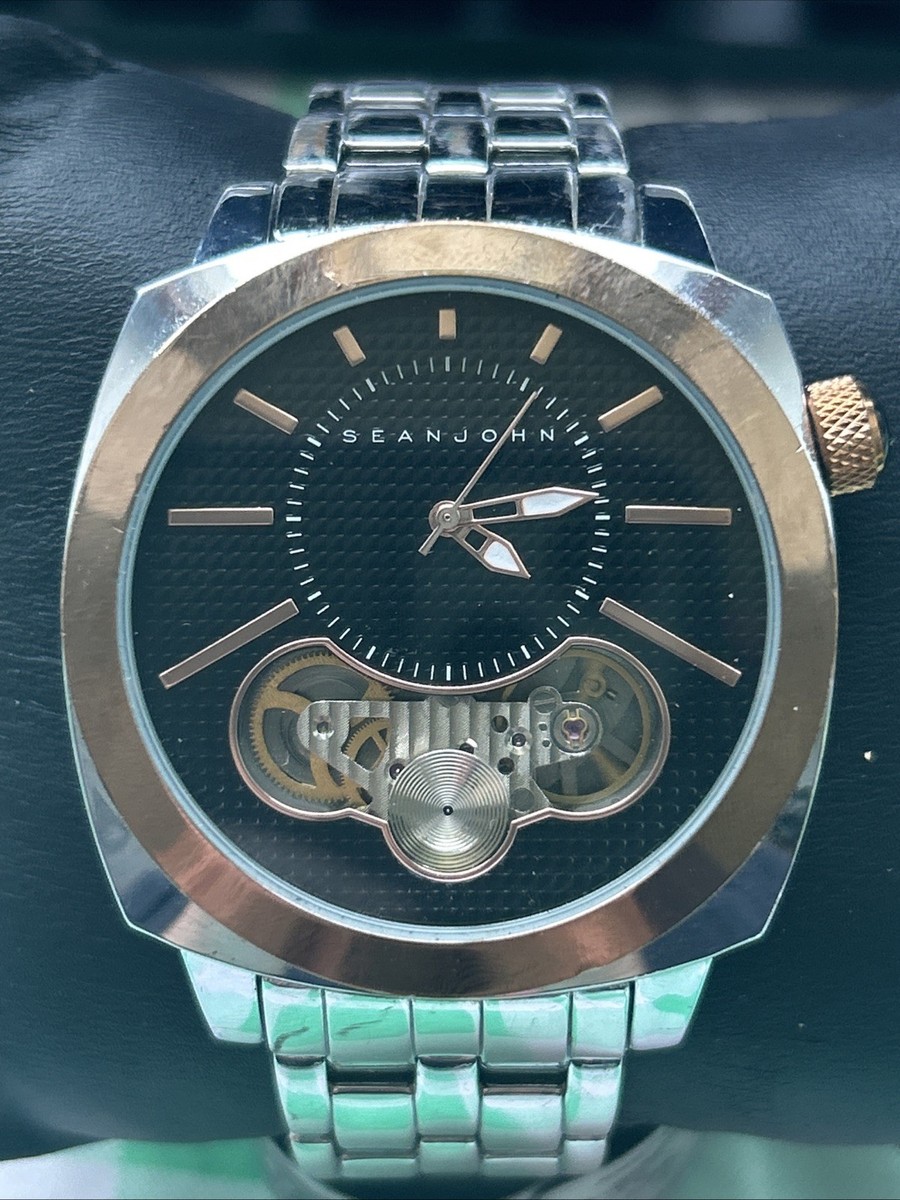 Sean John Silver Tone Rose Gold Tone Bezel Men