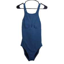 Traje de baño Kona sol azul de una pieza talla M acanalado agujero de llave cuello alto espalda de corredor