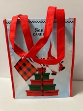 See's Candies Reusable Christmas Tote/Bag ~ Gnome & Presents NEW