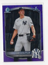 2025 Bowman Chrome Cam Schlittler PURPLE SHIMMER REFRACTOR RC #BCP-166 222/250