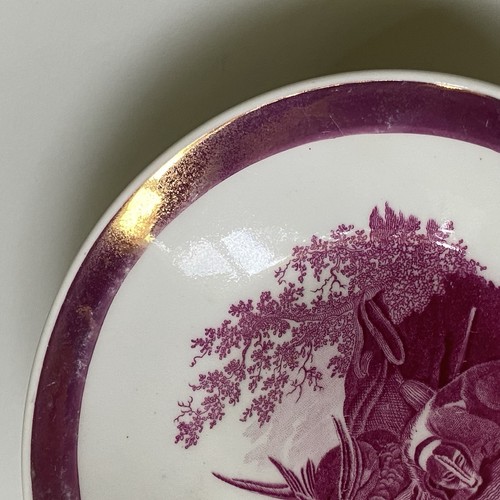 Staffordshire Pink Lustre Transferware Plate Antique Hunting Birds Dog 5.5” - Picture 12 of 16