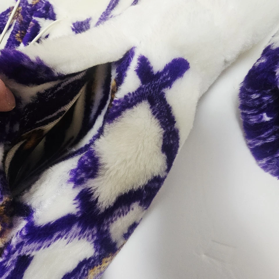 复古 Andrea Faye 羊毛连帽夹克美国 90 年代白色紫色虹膜尺寸 M  — 第 4/4 张图片