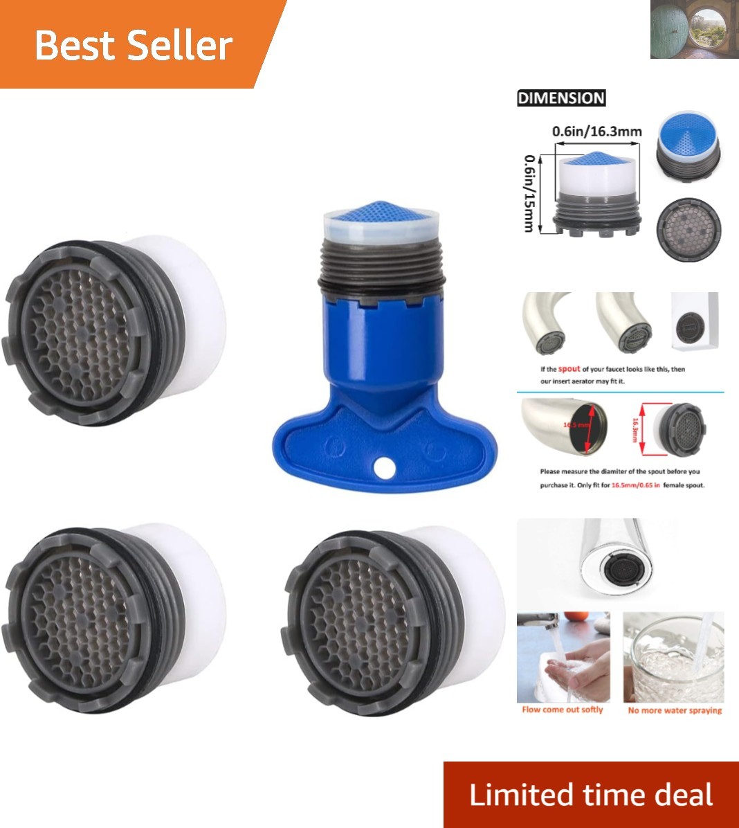 Brass Faucet Insert Filter Replacement 1.2GPM for Clean Water Assurance