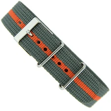 Watch Band Nylon Fits Timex Weekender Orange Grey Extra long 20mm