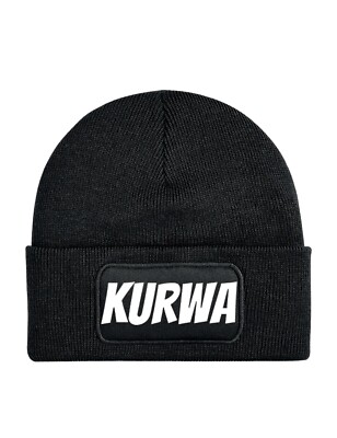 Unisex Beanie Hat with KURWA Poland Polska Print Gift for Men & Women