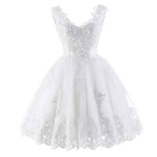 Short Wedding Dress Sweetheart Tulle With Appliques Beaded Knee-Length Ball Gown
