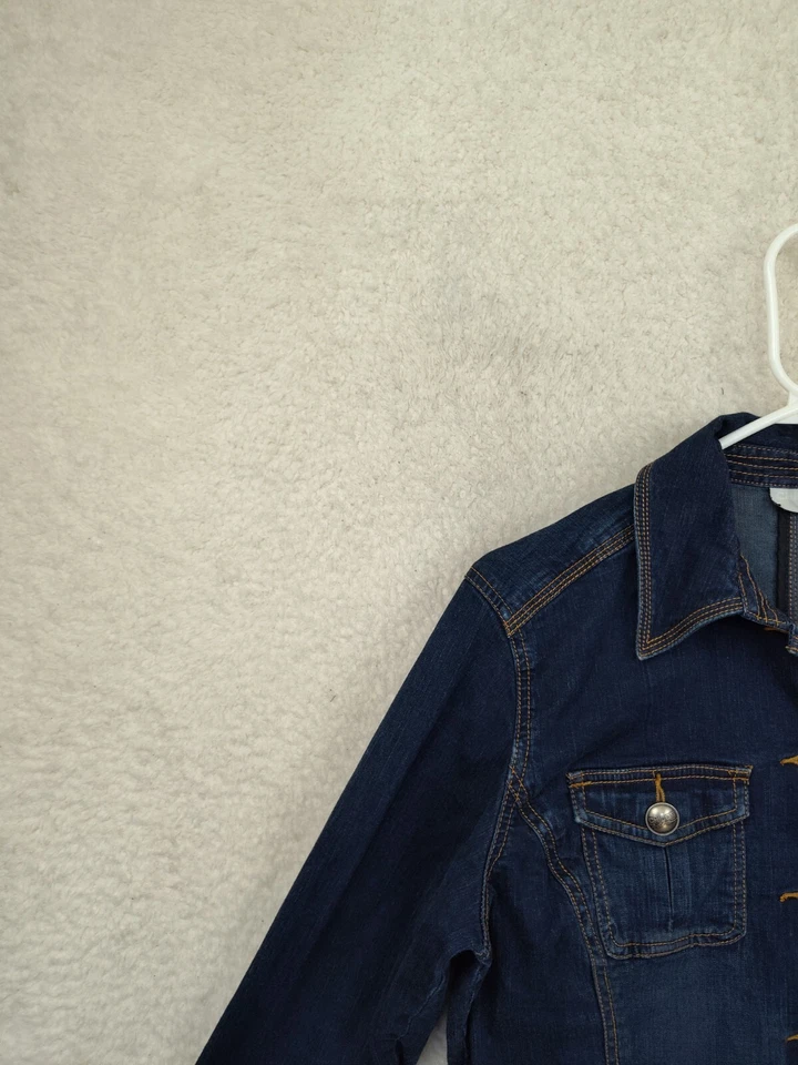 Chaqueta de mujer Chicos Platinum 1 azul mezcla de algodón con botones calce regular denim Foto 2 de 4