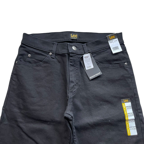 NWT Lee Mens Legendary Regular Fit Straight Leg Stretch Cotton Denim Jeans Black - Picture 9 of 16
