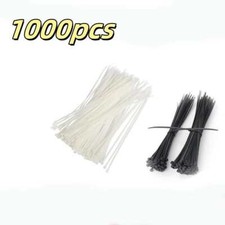 Ties Wire Fastener Wrap Band Ties1000pcs White/Black 2x80mm Mini Nylon Cable