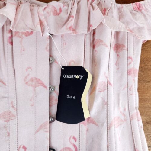 Korsett Story rosa Flamingo Korsett Top mit Ärmeln, Größe UK 10, Neu mit Etikett, Einzelhandel $ 186 - Bild 3 von 4