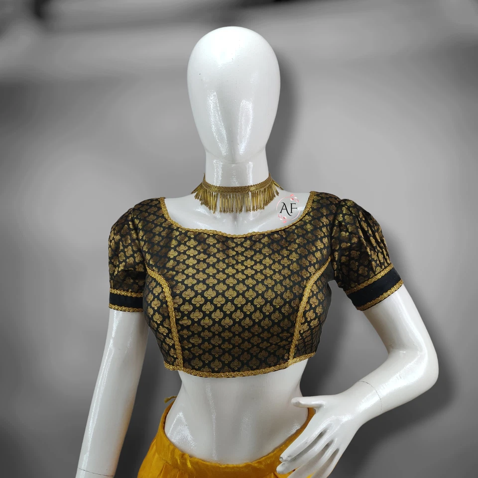 Blusa Chanderi Cuello Barco | Busto Acolchado | Top Hecho a Mano Media Manga Foto 3 de 4