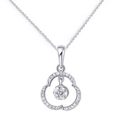 New 14K Solid White Gold 1/2 Carat Natural Diamond Pendant w/ 18" Chain Necklace